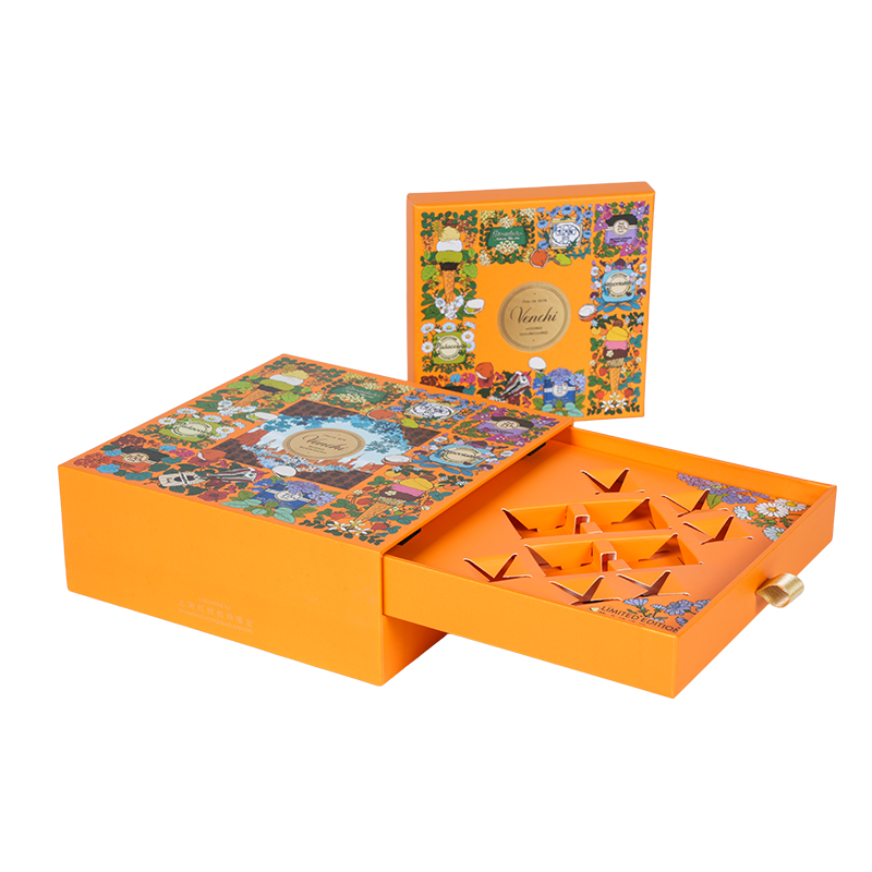 Caixa rígida para embalagem de chocolate com porta dupla