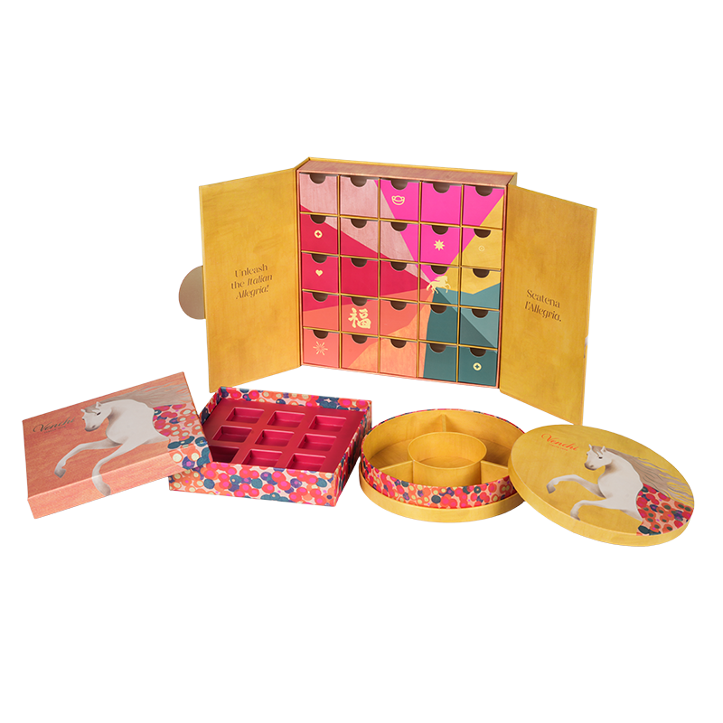 Caixa rígida para embalagem de chocolate com porta dupla