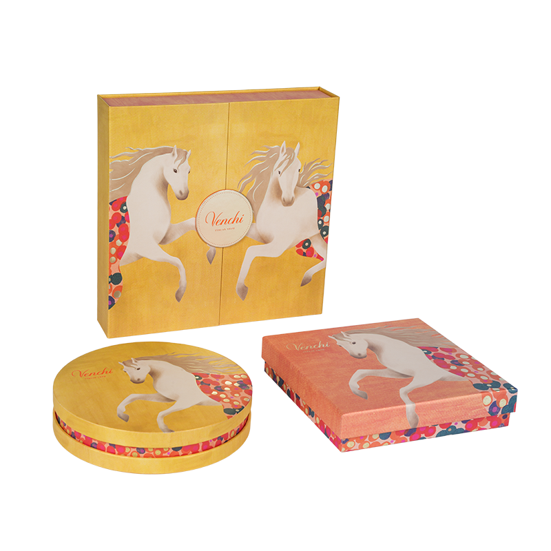 Caixa rígida para embalagem de chocolate com porta dupla