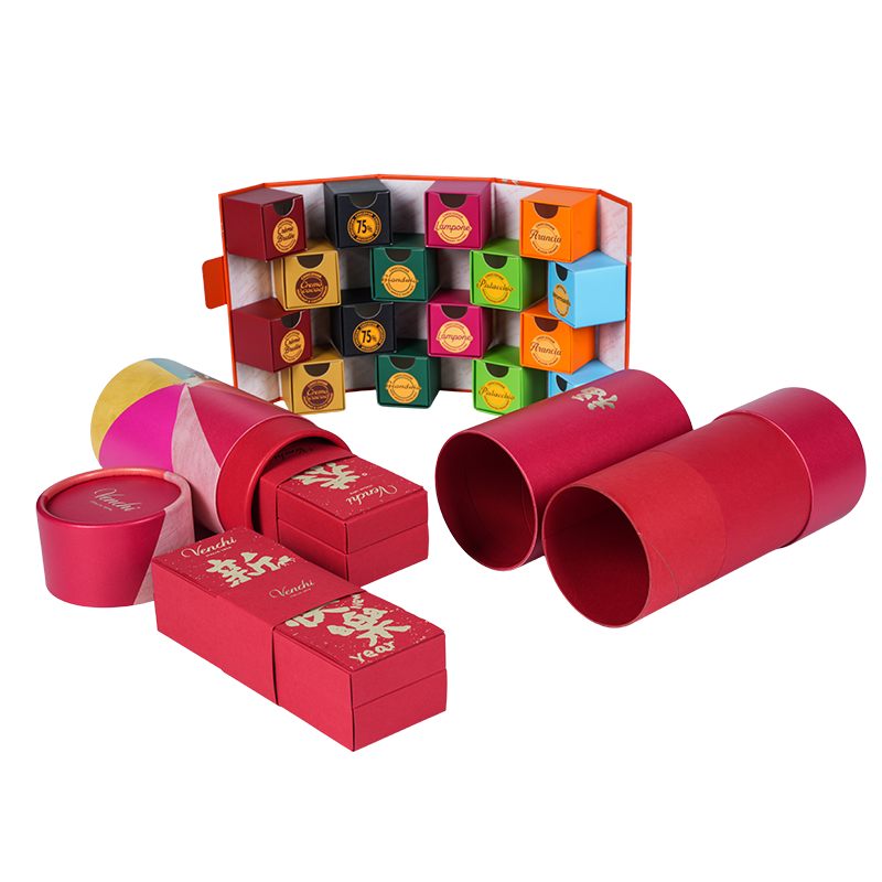 Caixa redonda de chocolate com tampa rígida removível (céu e terra)