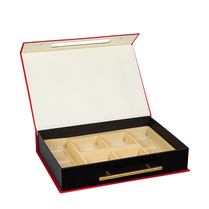 Caixa rígida para embalagem de bolo com porta dupla