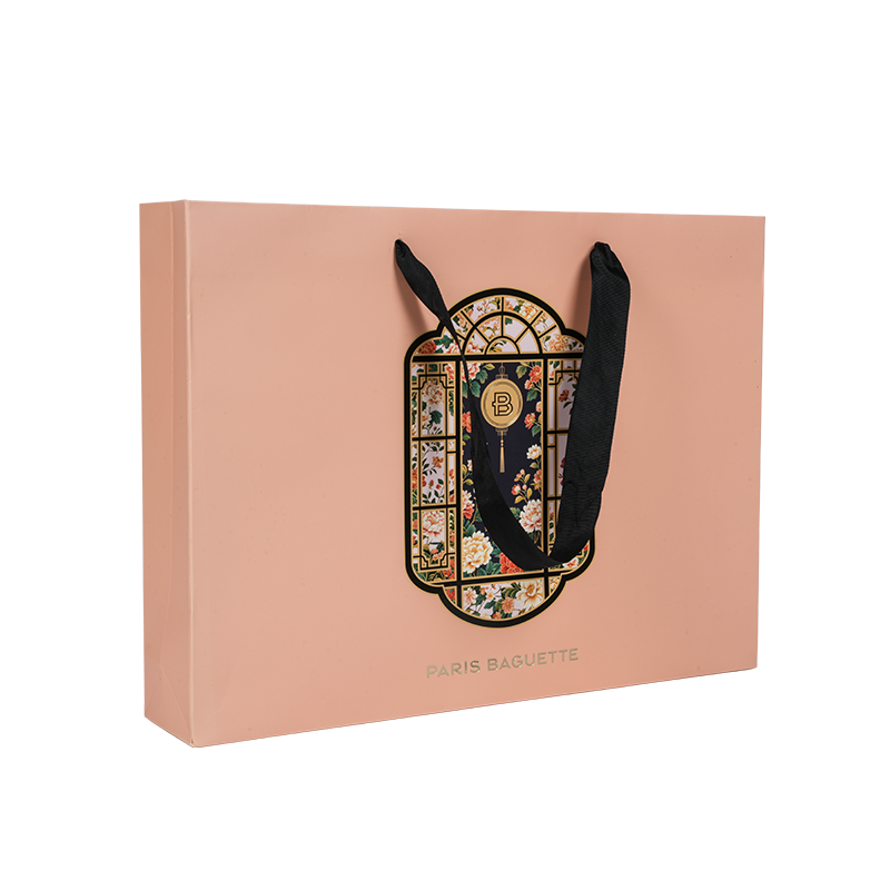 Saco de transporte para bolo em kraft/papelão branco com alça resistente à água